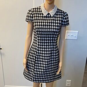 Alice + Olivia Black and White Tweed Mini Dress
